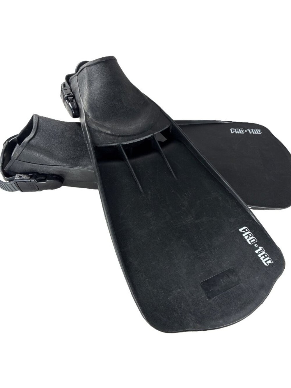 Pro-Tec FGE-1120 Vented Scuba Diving Fins Black Open Heel Adjustable Straps L